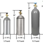 Different sized co2 cylinder tanks