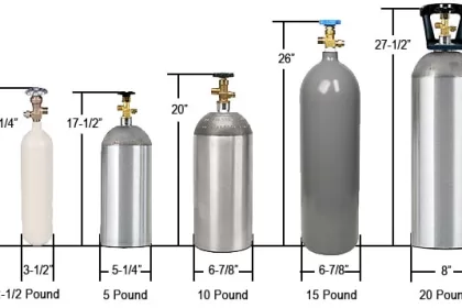 Different sized co2 cylinder tanks